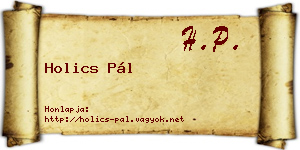 Holics Pál névjegykártya